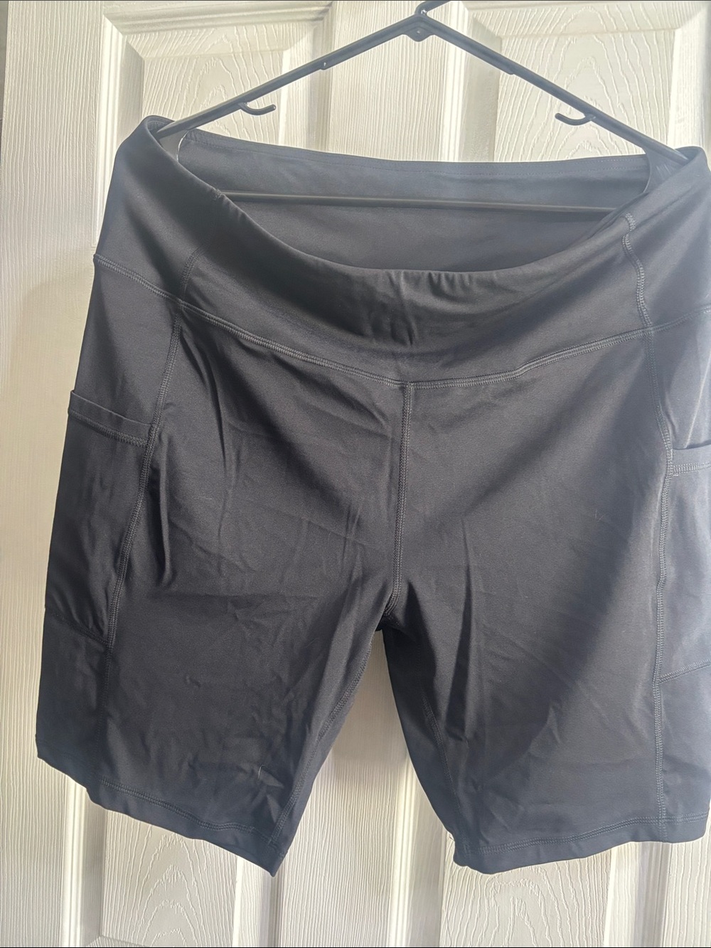Baleaf Women's Black High-Rise Bike Shorts with Side Pockets